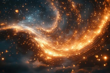 ethereal knowledge repository ancient cosmic library with glowing energy streams and floating books, mystical wisdom archive in celestial space