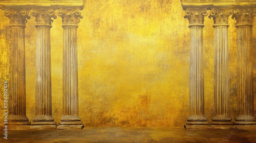 Poster golden ancient background with columns for classic themed projects