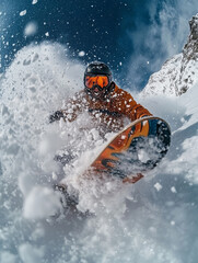 Extreme skiing visual impact snowboard