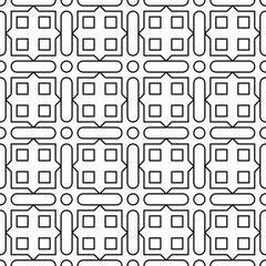 Obraz premium Seamless geometric pattern with abstract symmetrical shapes of lines in a grid layout.