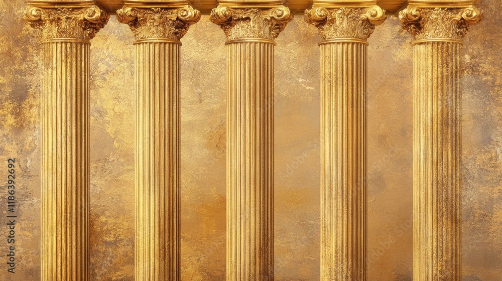 Poster elegant golden columns against textured background for design use