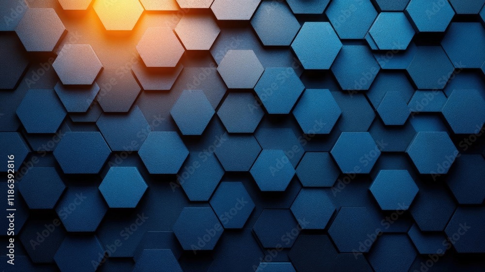 Poster abstract hexagonal pattern dark blue geometric background texture