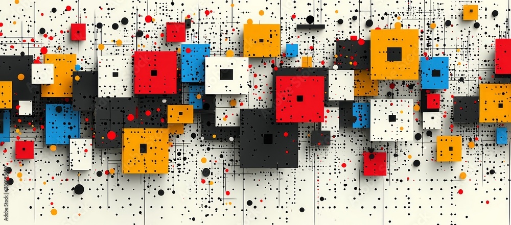 Aufkleber abstract colorful 3d cubes and dots pattern on a white background.