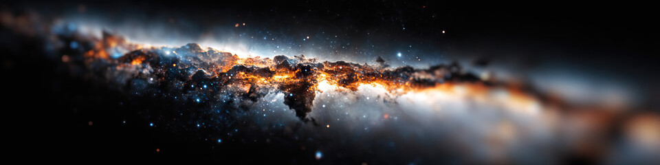 Naklejka premium Digital Rendering of a Nebula with Orange and Blue Hues