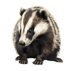 Fototapeta premium Photorealistic Badger on Clean transparent background for Nature and Wildlife Photography Needs
