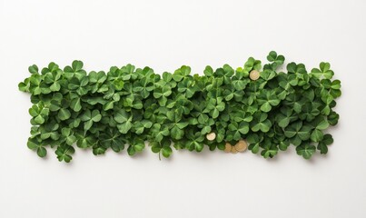 Obraz premium Shamrock Frame with Gold Coins on White Background St. Patricks Day, Earth Day, Mardi Gras
