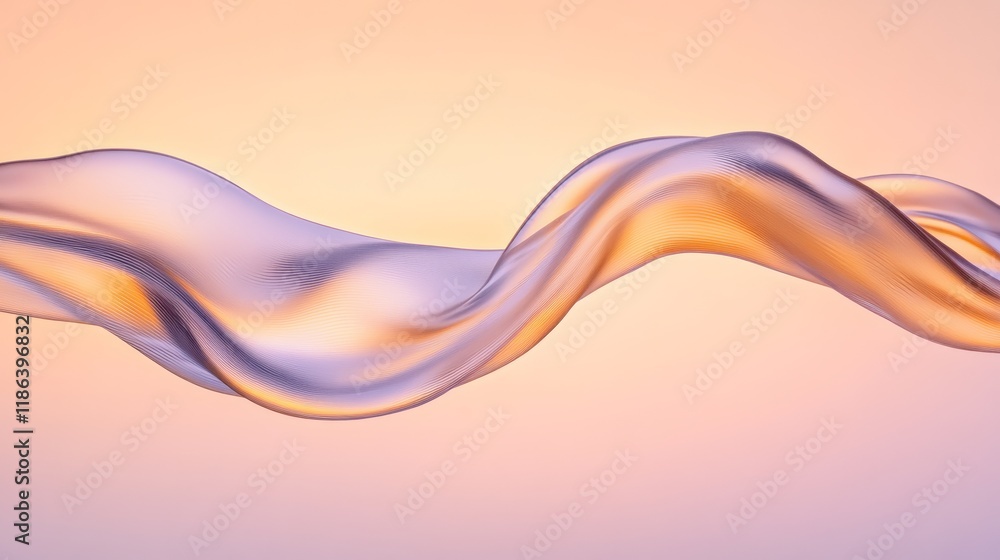 Poster smooth elegant satin fabric or liquid wave flowing in motion on gradient background, luxurious cloth