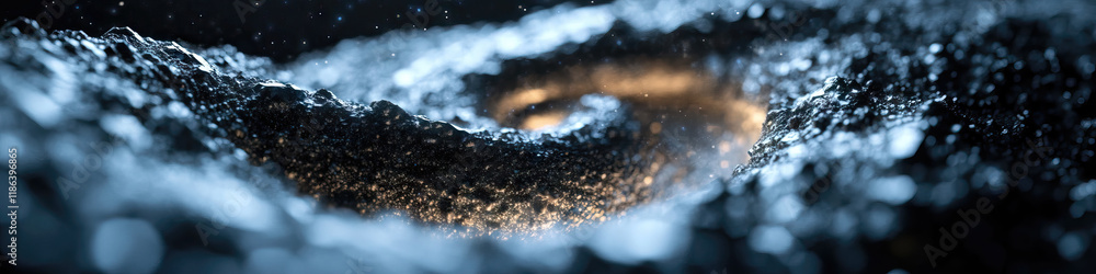 Poster abstract image: dark textured surface with luminous center