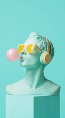Easter and Stylish Holidays Playful Male Statue with Pastel Accessories