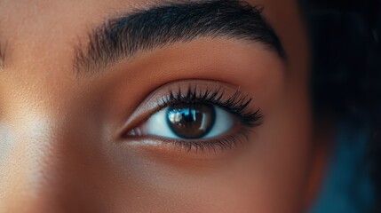 Obraz premium Close-up view of a woman plucking her eyebrows for a polished and refined look in a well-lit setting