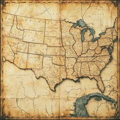 Naklejka premium Cinematic Vintage U.S. Map for Missouri Compromise Day, Independence Day, and Presidents Day