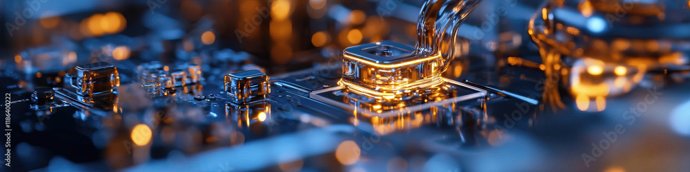 Poster close-up of illuminated circuit board component
