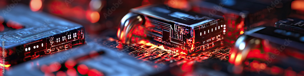 Poster close-up of graphics card and circuit board components