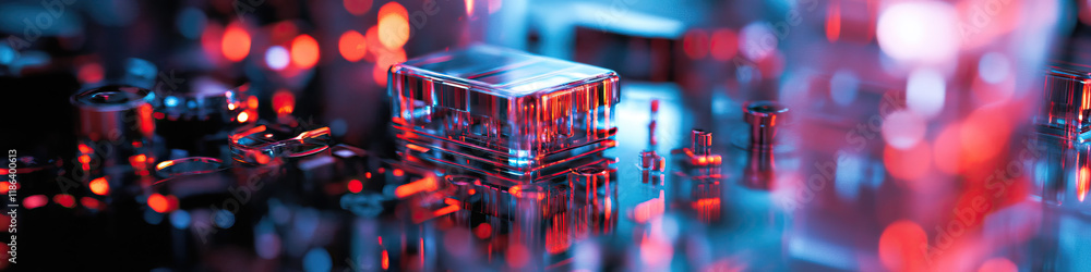 Aufkleber transparent cubic component on illuminated circuit board