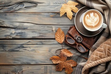 Office desktop atmosphere featuring coffee, laptop, and documents for remote work productivity