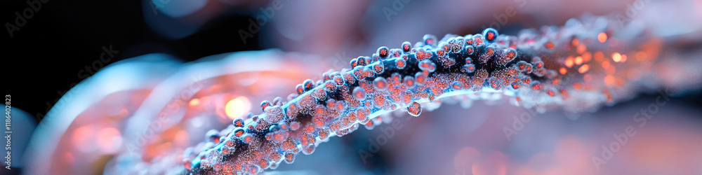 Aufkleber digital rendering of bioluminescent strand with attached microspheres