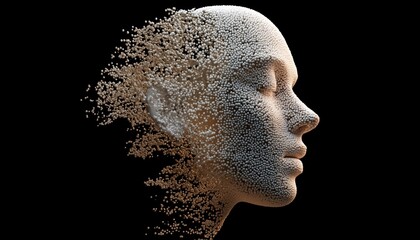 Technological Elements Enhancing Human Head Through Artificial Intelligence, Digital Rendering, And Computer Integration.