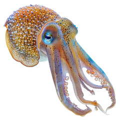 Fototapeta premium Cuttlefish on Clean transparent background with Photorealistic Details and Vibrant Texture for Marine Life Displays