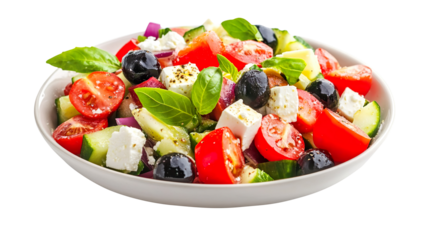 Delicious greek salad isolated on white background
