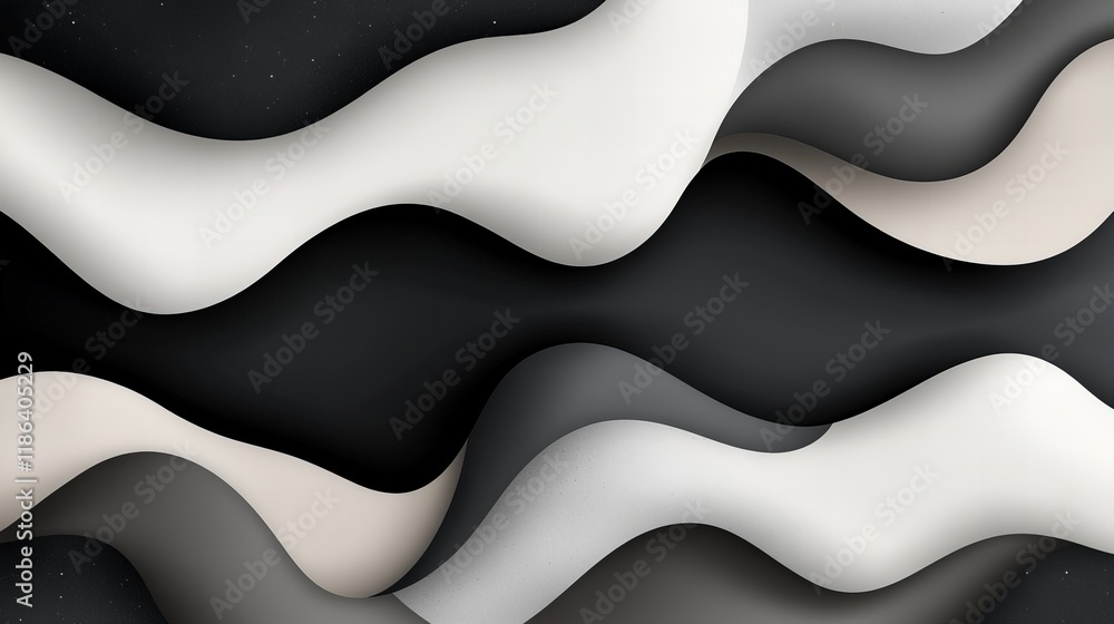 Poster abstract grayscale waves flow seamlessly, creating a dynamic and visually captivating image.