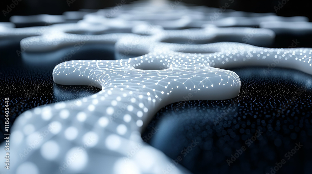 Poster Abstract Network Structure Glowing Points and Lines on Dark Background Futuristic Technology Concept