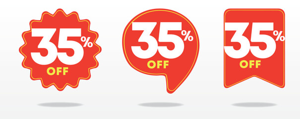 35% off. Business, price, e-commerce, sale tag, banner, social media, poster, ads, shopping, marketing, social network, offer, web, coupons. Set, trade, label, sticker