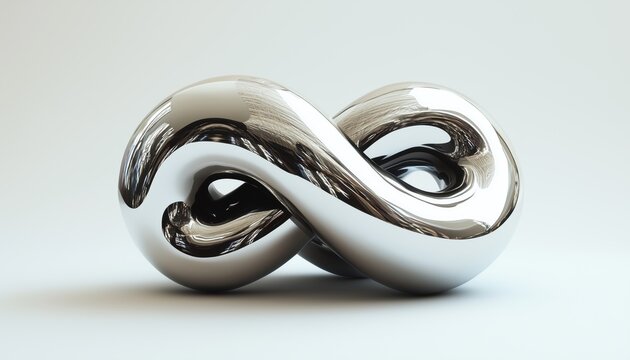 Unique Metallic Decoration Resembling A Complex Knot Made Of Chromium Materials. This Ornamental Piece Adds A Touch Of Elegance To Any Space.