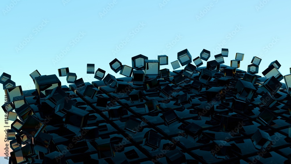 Aufkleber abstract 3d glass cubes on gradient sky background
