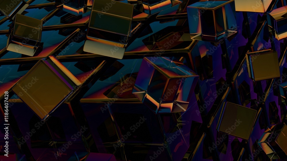 Aufkleber abstract 3d glass cubes on gradient sky background