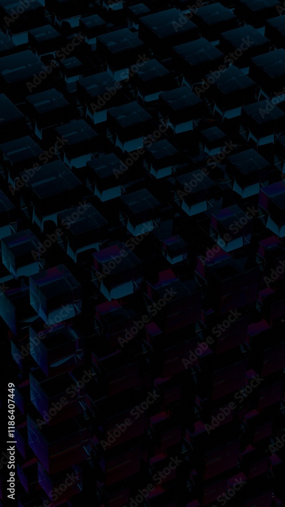 Poster abstract 3d glass cubes on gradient sky background