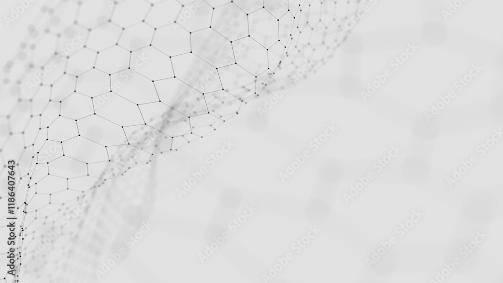 Poster minimalist molecular network structure with hexagonal pattern
