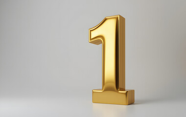 A large, shiny, solid gold number 1 stands alone, symbolizing success, achievement, or being the best 