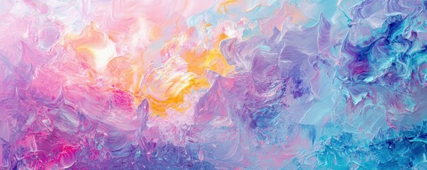 Fototapeta premium Iridescent holographic texture, vibrant pastel hues, modern abstract design.