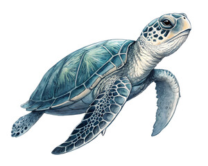 Obraz premium A watercolor animal, blue turtle, illustration . transparent background.