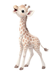 Obraz premium Animal, cute baby giraffe, illustration . transparent background. 