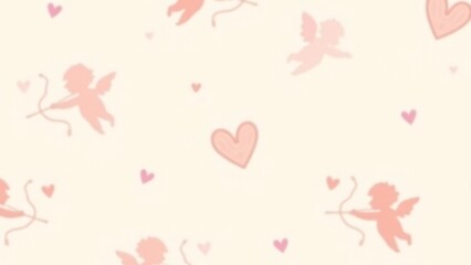 Playful cupids shooting arrows at heart targets. This whimsical pattern in red and pink on a soft background adds a joyful touch to Valentine's Day.