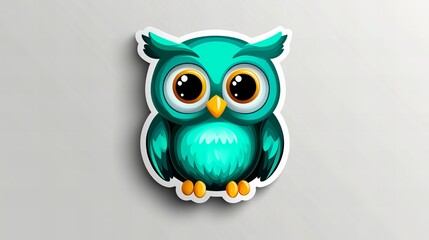 Obraz premium Adorable teal owl illustration. Perfect for kids' projects, stickers, or whimsical designs!