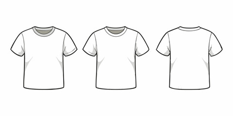 Naklejka premium Blank White T-Shirt Mockup - Front, Back, and Side Views for Custom Design.