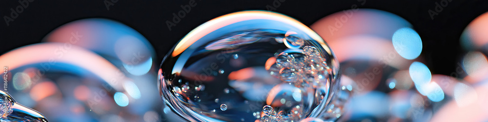 Poster cluster of translucent spheres with internal bubbles