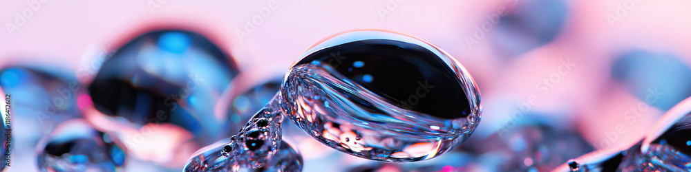 Poster abstract composition of interconnected translucent spheres