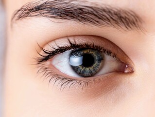 Obraz premium health risks symptoms habits.A close-up of a human eye, featuring detailed eyelashes and a vibrant blue-green iris, showcasing the beauty and complexity of the human gaze.