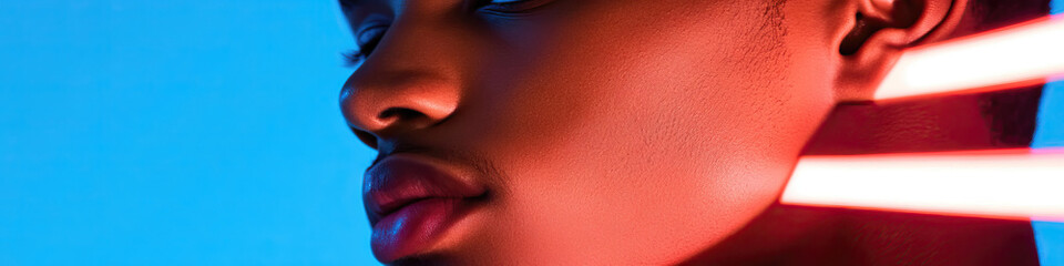 Close-up of Face with Red Lighting