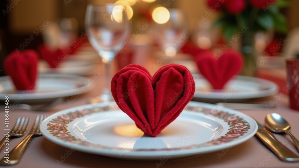 Poster the image shows a table set for a formal dinner party or event. the table is covered with a pink tab