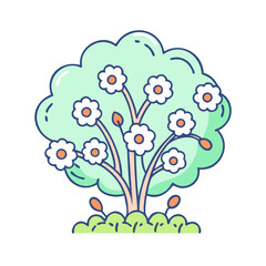 blossoming bush vector icon, spring vector illustration - simple illustration of blossoming bush perfect for logos, and spring -themed designs.