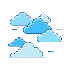 blue sky with clouds vector icon, spring vector illustration - simple illustration of blue sky with clouds perfect for logos, and spring -themed designs.