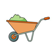 garden wheelbarrow vector icon, spring vector illustration - simple illustration of garden wheelbarrow perfect for logos, and spring -themed designs.