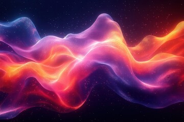 Obraz premium futuristic light wave technology abstract with flowing neon colors creating dynamic digital art background