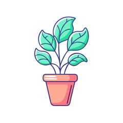 potted plant vector icon, spring vector illustration - simple illustration of potted plant perfect for logos, and spring -themed designs.