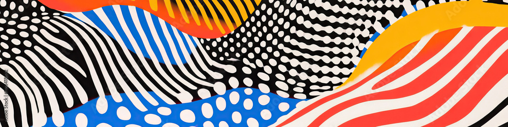 Aufkleber abstract composition with wavy shapes and bold patterns