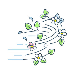 spring breeze icon vector icon, spring vector illustration - simple illustration of spring breeze icon perfect for logos, and spring -themed designs.
